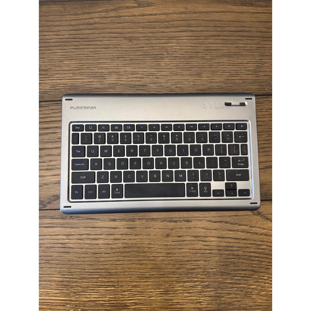 PureGear Bluetooth Wireless Keyboard for iPad Tablet Silver Black Slim QWERTY